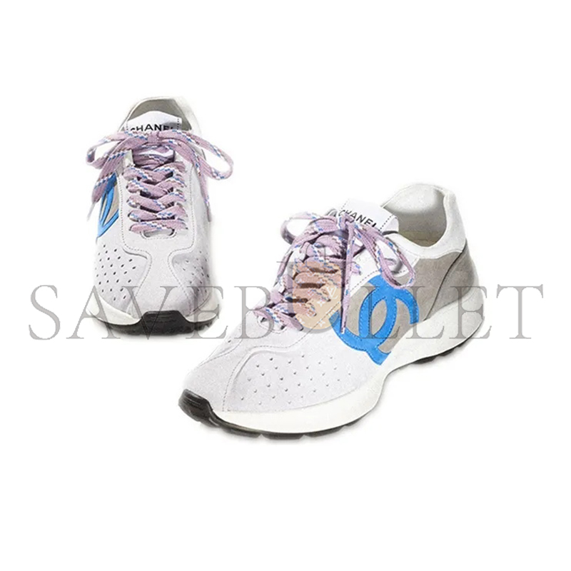 CHANEL SNEAKERS SUEDE KIDSKIN LIGHT PURPLE, BLUE & DARK GRAY G39074 X56563 K4279 CHANEL SNEAKERS SUEDE KIDSKIN LIGHT PURPLE, BLUE & DARK GRAY G39074 X56563 K4279